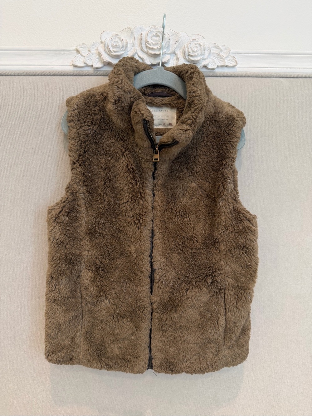Zara Kids Girls Brown Plush Fleece Vest